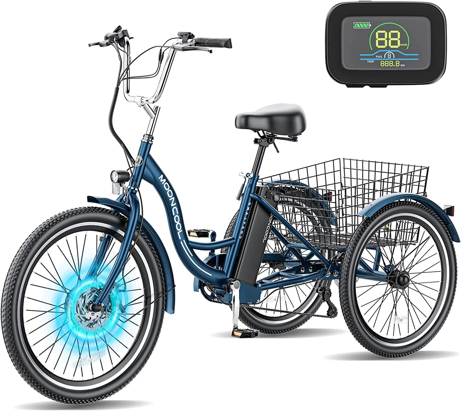 Electric Tricycle 350W 36V 24 Inches 7 Speeds 3 Wheels Electric Bikes SparkUpStyle